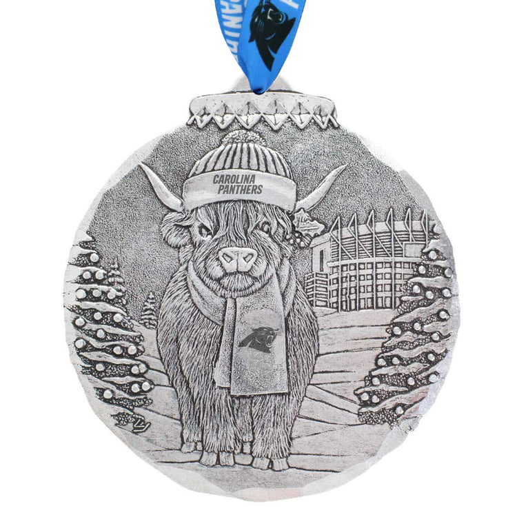 Carolina Panthers Highland Cow Tailgate Pal Ornament