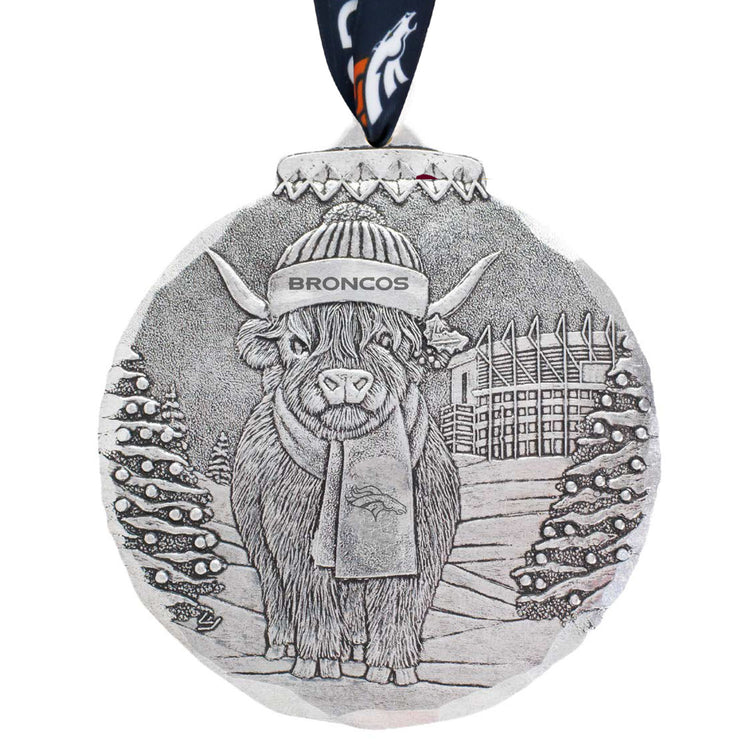 Denver Broncos Highland Cow Tailgate Pal Ornament