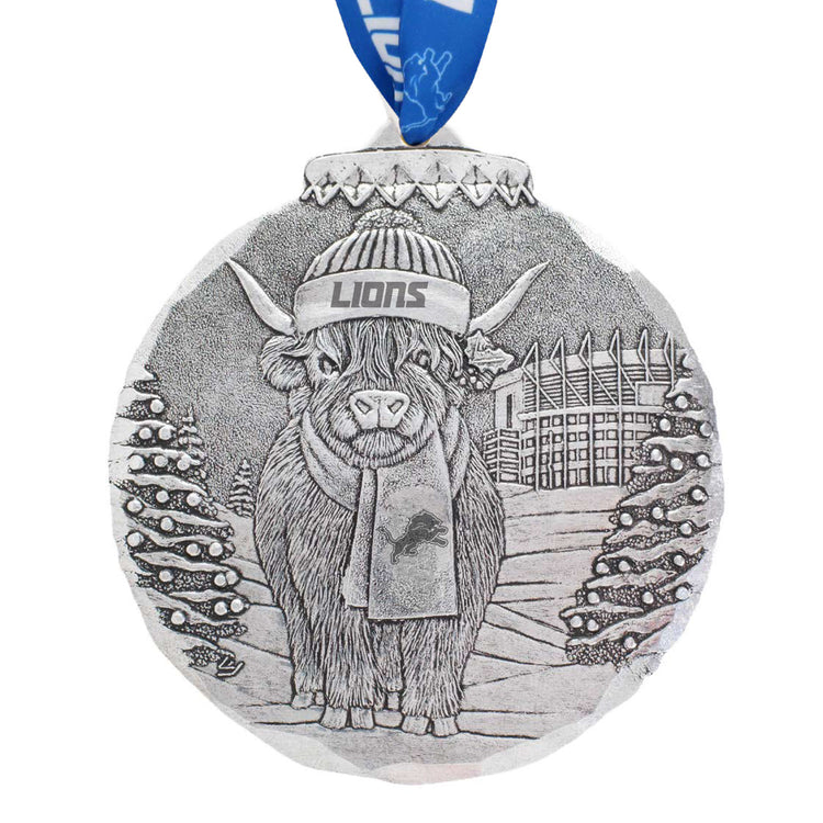 Detroit Lions Highland Cow Tailgate Pal Ornament