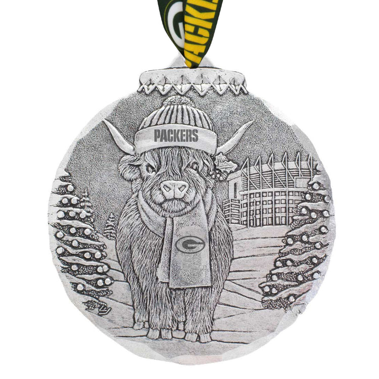Green Bay Packers Highland Cow Tailgate Pal Ornament
