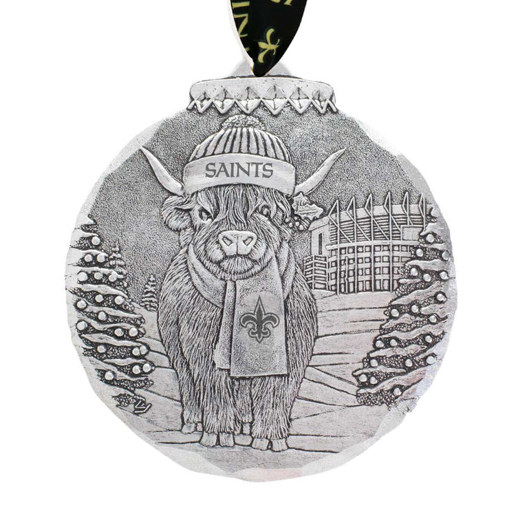 New Orleans Saints Highland Cow Tailgate Pal Ornament