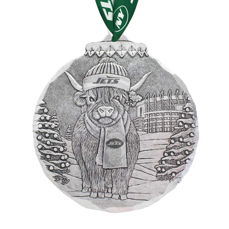 New York Jets Highland Cow Tailgate Pal Ornament