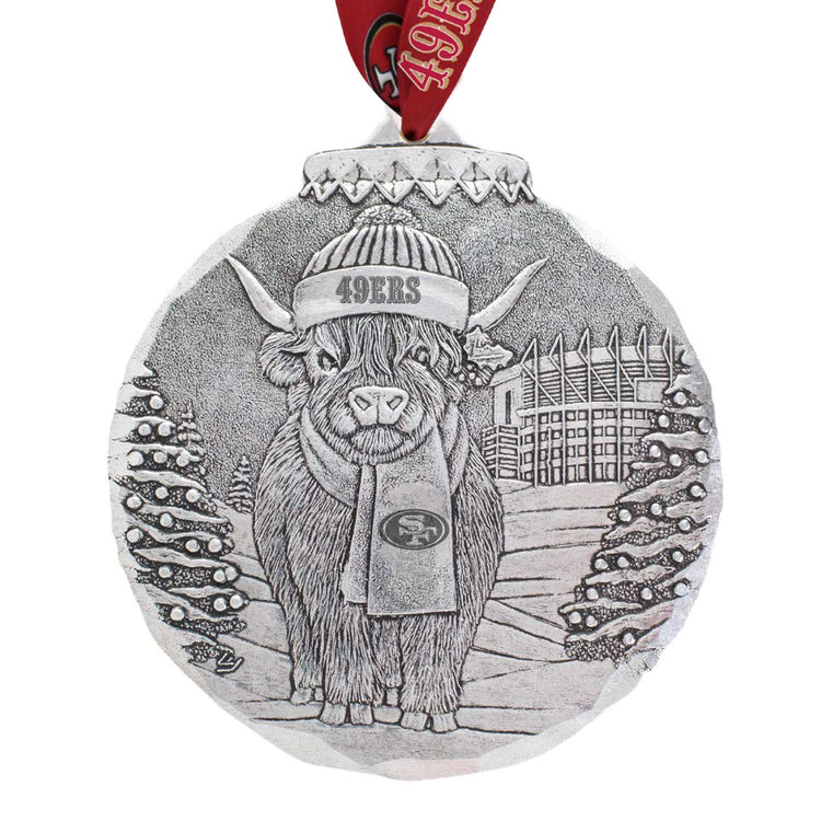 San Francisco 49ers Highland Cow Tailgate Pal Ornament