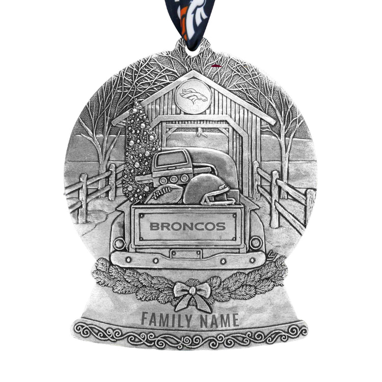 Denver Broncos Tailgate Truck Snow Globe Ornament