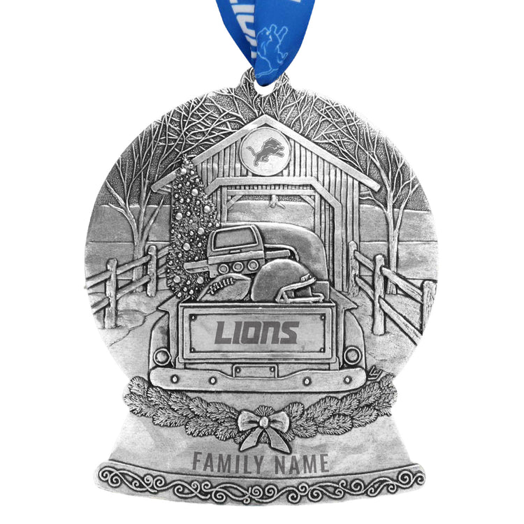 Detroit Lions Tailgate Truck Snow Globe Ornament
