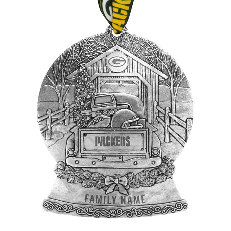 Green Bay Packers Tailgate Truck Snow Globe Ornament