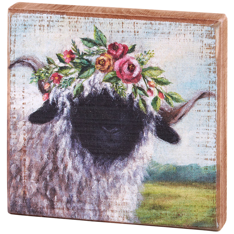 Block Sign - Sheep Floral