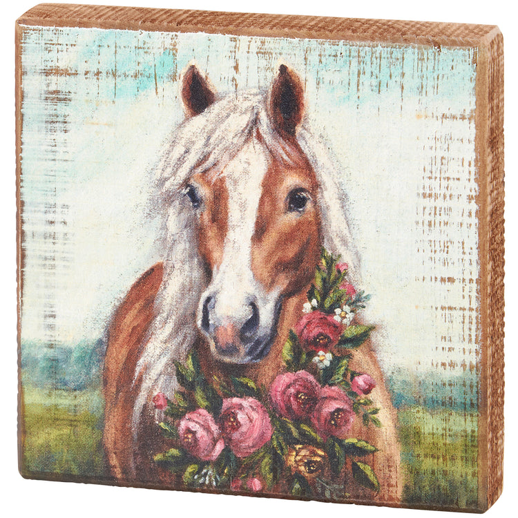 Block Sign - Floral Pony