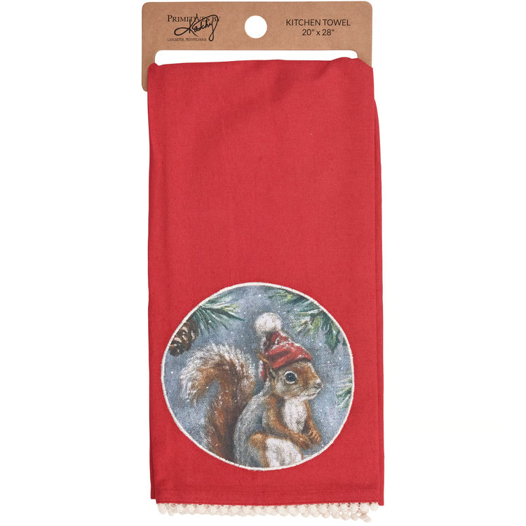 Winter Squirrel Kitchen Towel