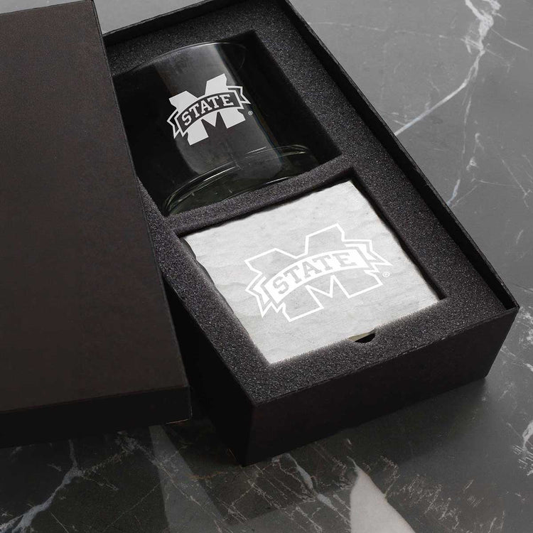 Mississippi State University Single Rocks and Etched Coaster Set