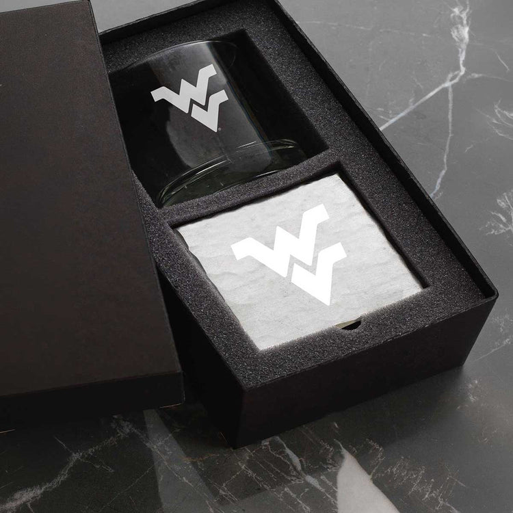 West Virginia University Single Rocks and Etched Coaster Set