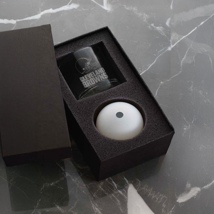 Cleveland Browns Etched Rocks Glass & Ice Mold Gift Set