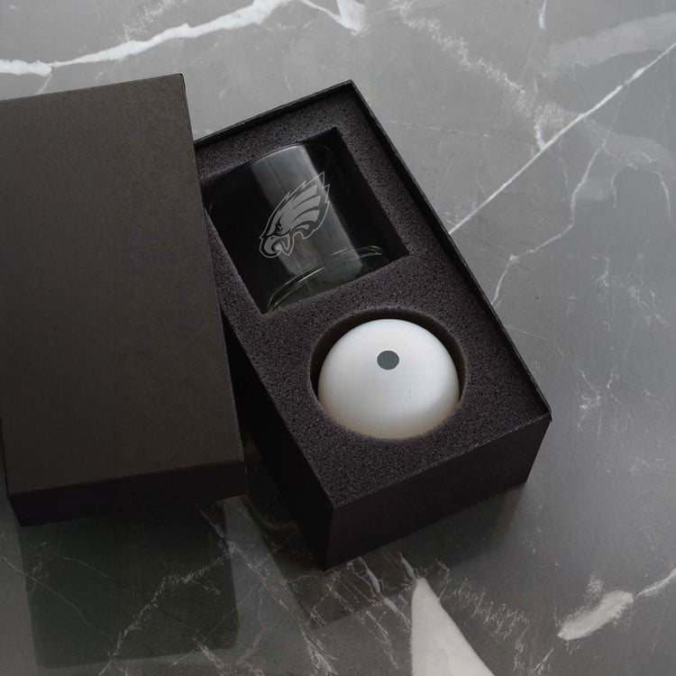 Philadelphia Eagles Etched Rocks Glass & Ice Mold Gift Set