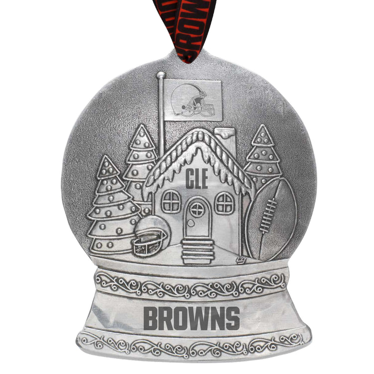 Cleveland Browns Gingerbread Football Fan House Snow Globe Ornament