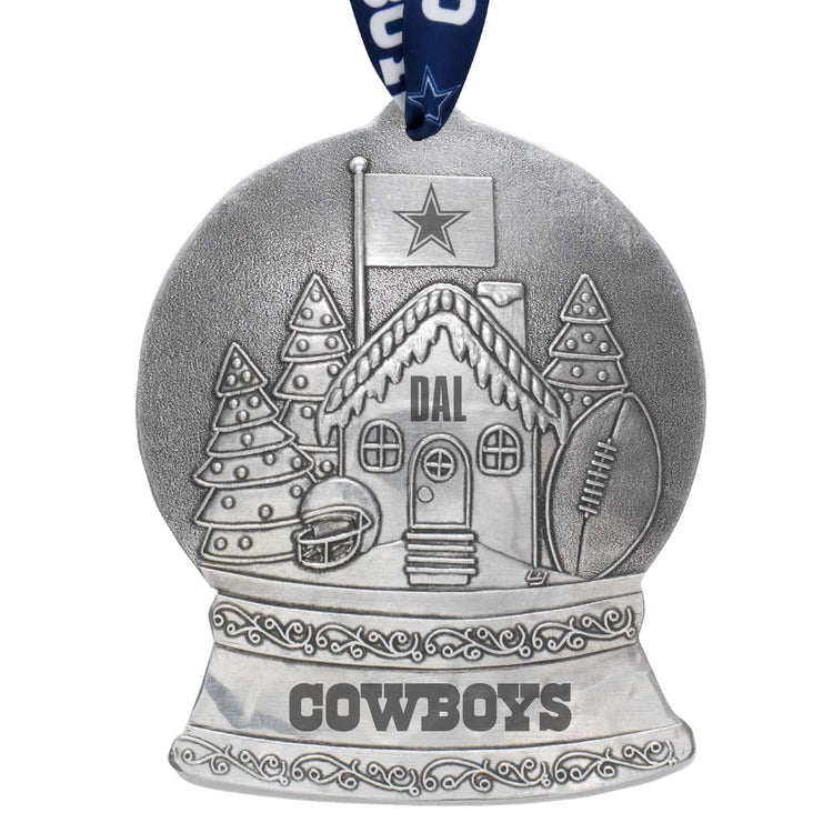 Dallas Cowboys Gingerbread Football Fan House Snow Globe Ornament