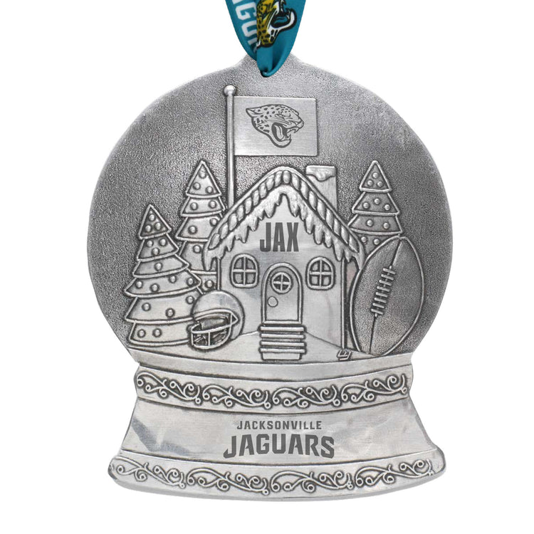 Jacksonville Jaguars Gingerbread Football Fan House Snow Globe Ornament