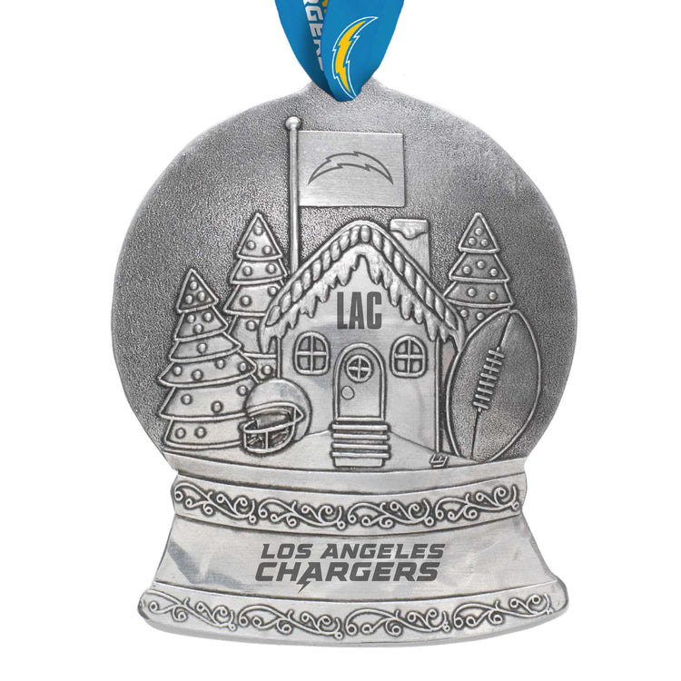 Los Angeles Chargers Gingerbread Football Fan House Snow Globe Ornament