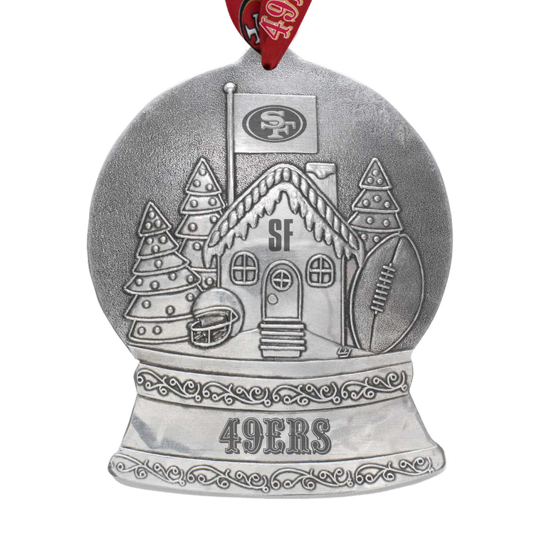 San Francisco 49ers Gingerbread Football Fan House Snow Globe Ornament