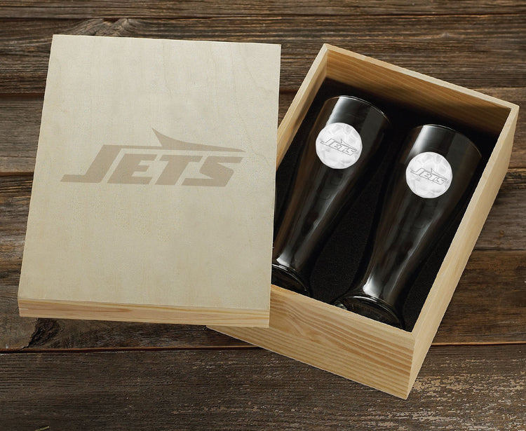 New York Jets Pilsner Set and Collector's Box