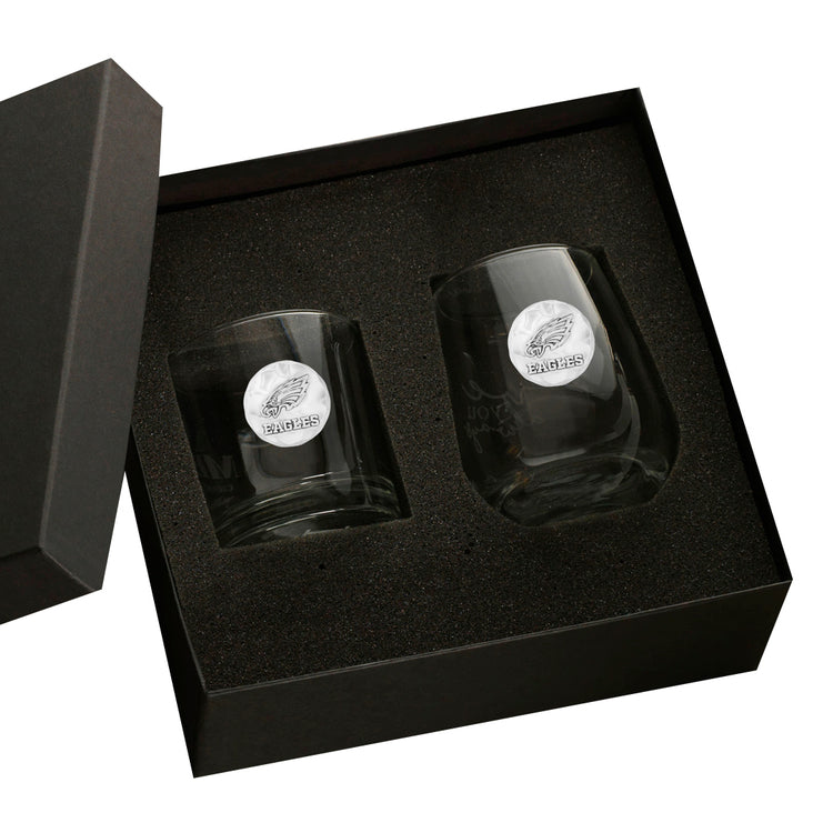 Philadelphia Eagles 2-Piece Rocks and Wine Set