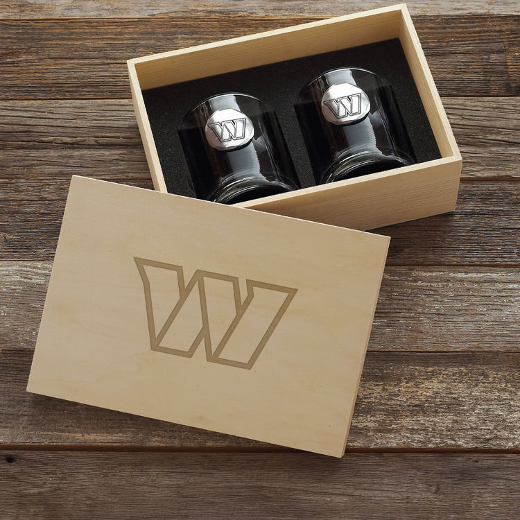 Washington Commanders 2-Piece Rocks Glass Set with Collectible Box