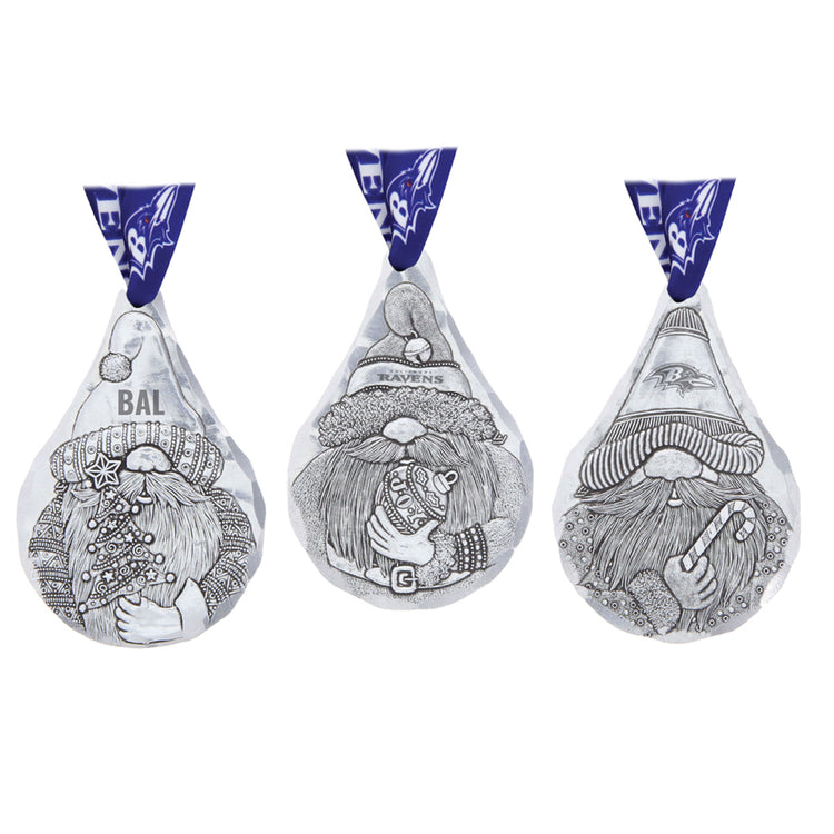Baltimore Ravens 3-Piece Gridiron Gnomes Ornament Set