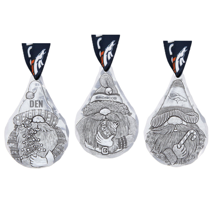 Denver Broncos 3-Piece Gridiron Gnomes Ornament Set