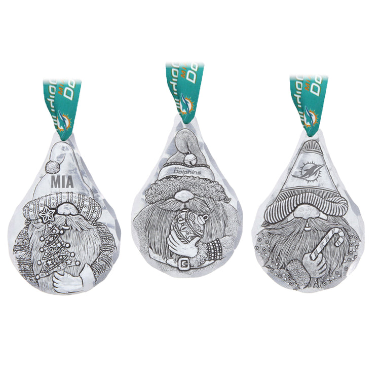 Miami Dolphins 3-Piece Gridiron Gnomes Ornament Set