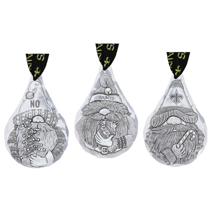 New Orleans Saints 3-Piece Gridiron Gnomes Ornament Set