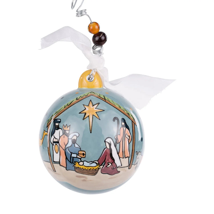 Oh Holy Night Manger Ceramic Ornament