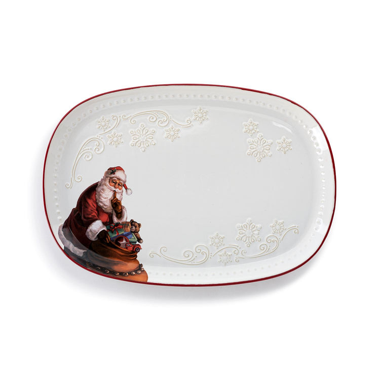 Santa Snowflake Ceramic Oval Platter
