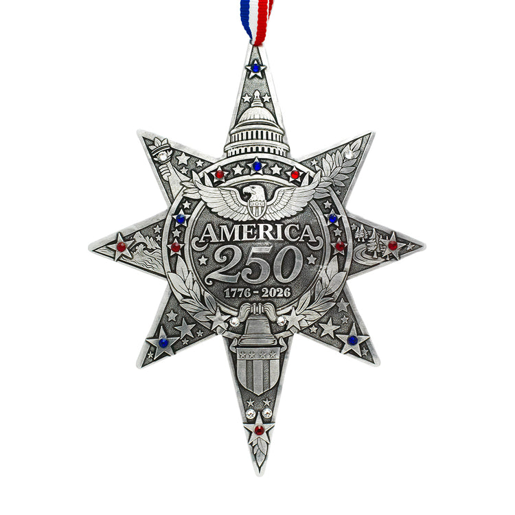 America 250 Sea to Shining Sea Commemorative Ornament (Aluminum and Crystals)
