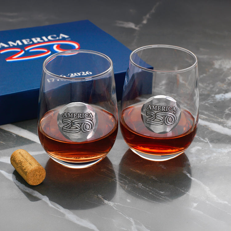 America250 2-Piece Wine Glass Commemorative Gift Set (Aluminum)