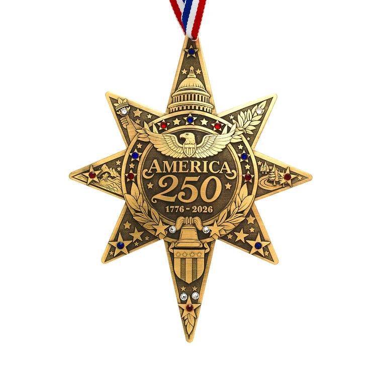 America 250 Sea to Shining Sea Commemorative Ornament (Bronze and Crystals)