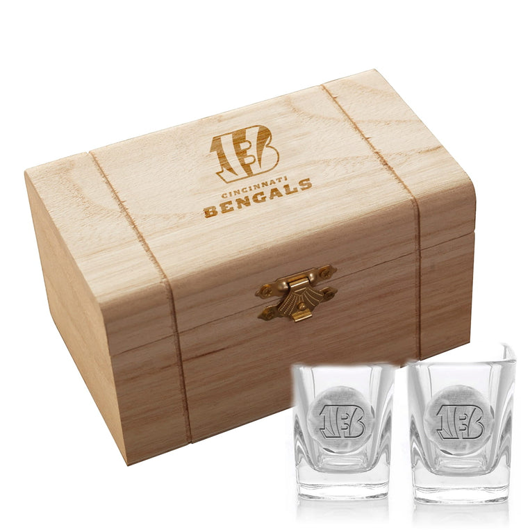 Cincinnati Bengals 2-Piece Shot Glass Set and Box (Aluminum)
