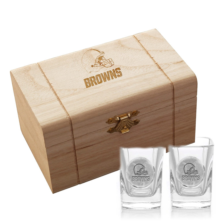 Cleveland Browns 2-Piece Shot Glass Set and Box (Aluminum)