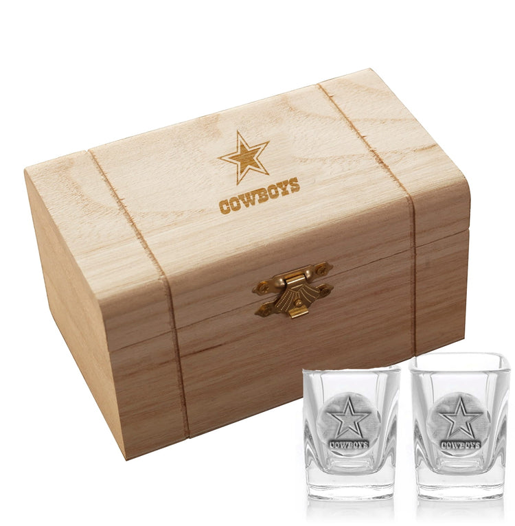 Dallas Cowboys 2-Piece Shot Glass Set and Box (Aluminum)