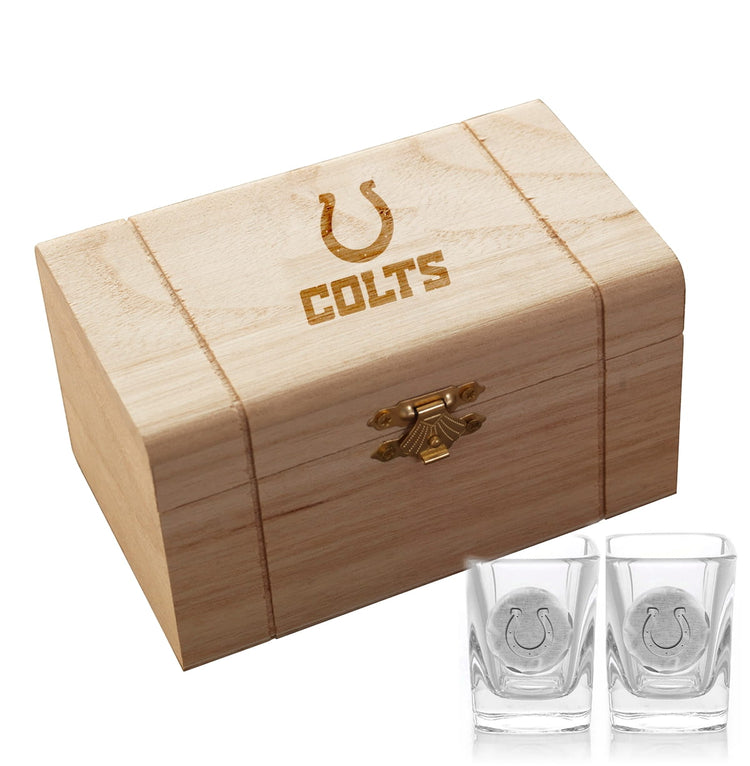 Indianapolis Colts 2-Piece Shot Glass Set and Box (Aluminum)