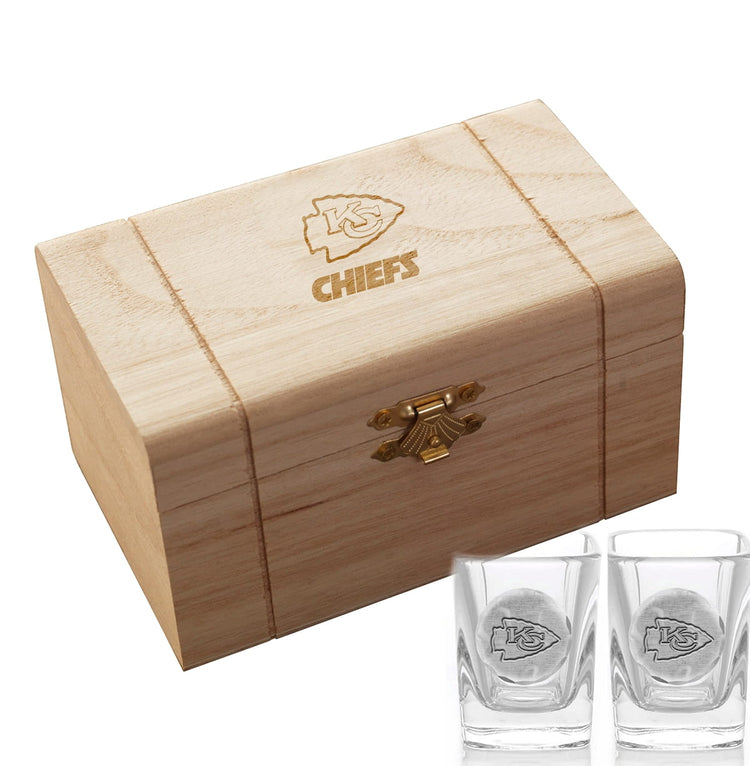Kansas City Chiefs 2-Piece Shot Glass Set and Box (Aluminum)