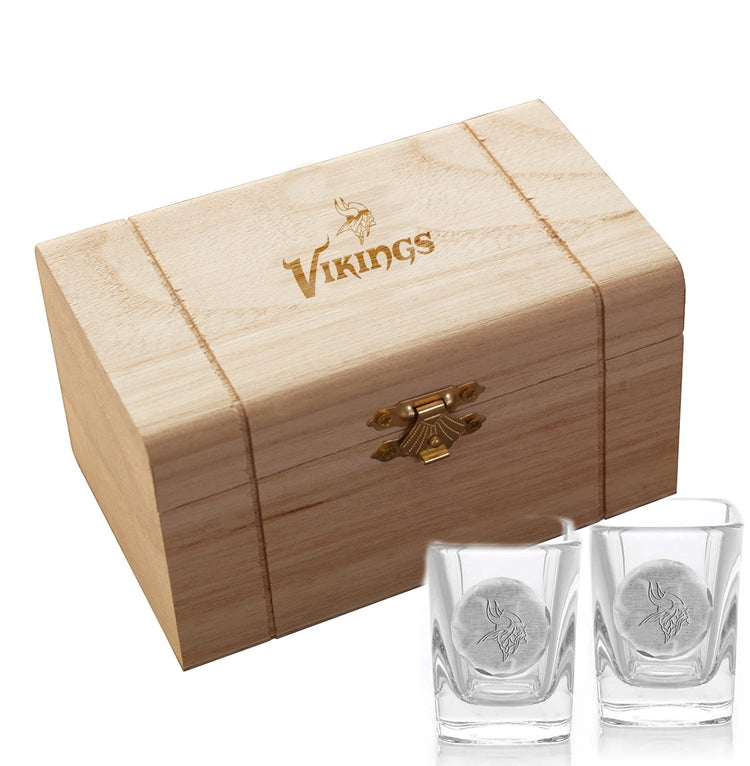 Minnesota Vikings 2-Piece Shot Glass Set and Box (Aluminum)