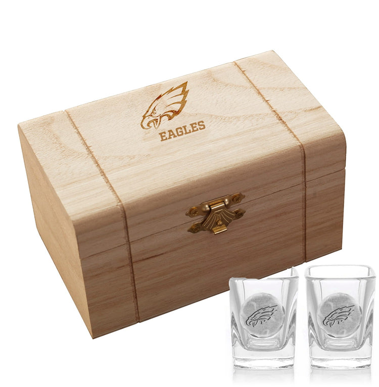 Philadelphia Eagles 2-Piece Shot Glass Set and Box (Aluminum)