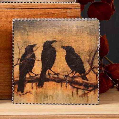 Fall Still Life Shelf Sitter Black Birds