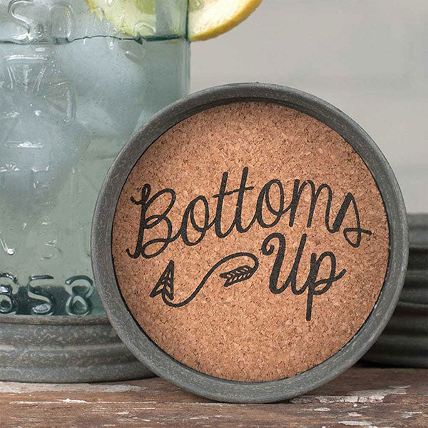 Mason Jar Lid Coasters - Bottoms Up S/4