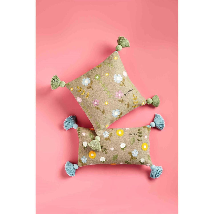 Happy Lumbar Floral Pillow
