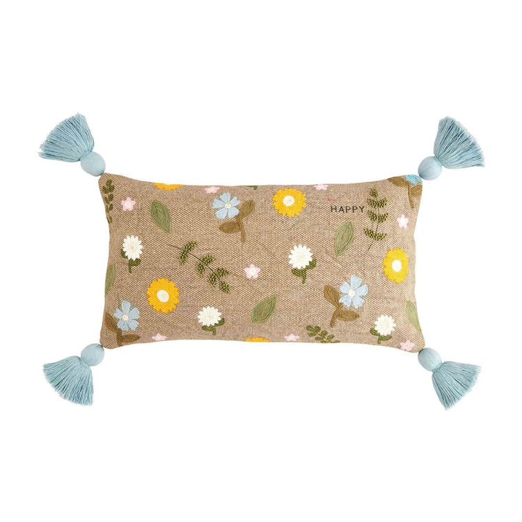 Happy Lumbar Floral Pillow
