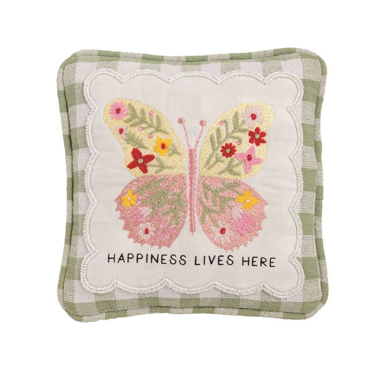 Happiness Embellished Garden Pillow