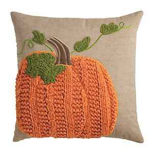 Pumpkin Vine Square Knit Pillow