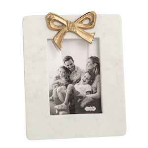 5x7 Marble Frame with Gold Bow Accent