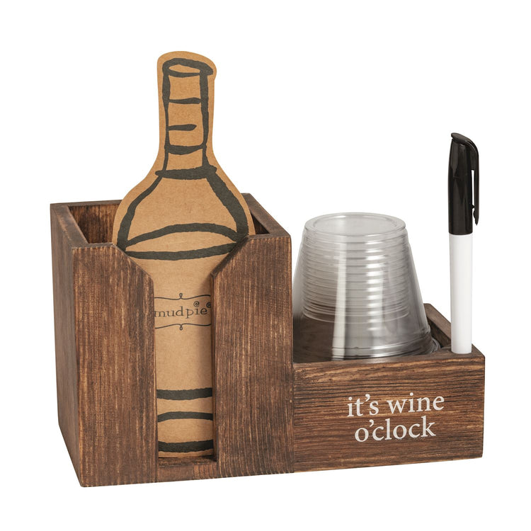 Wine Bottle Cup & Caddy Set
