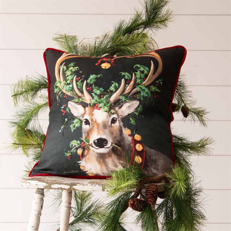 Red Velvet Reindeer Pillow